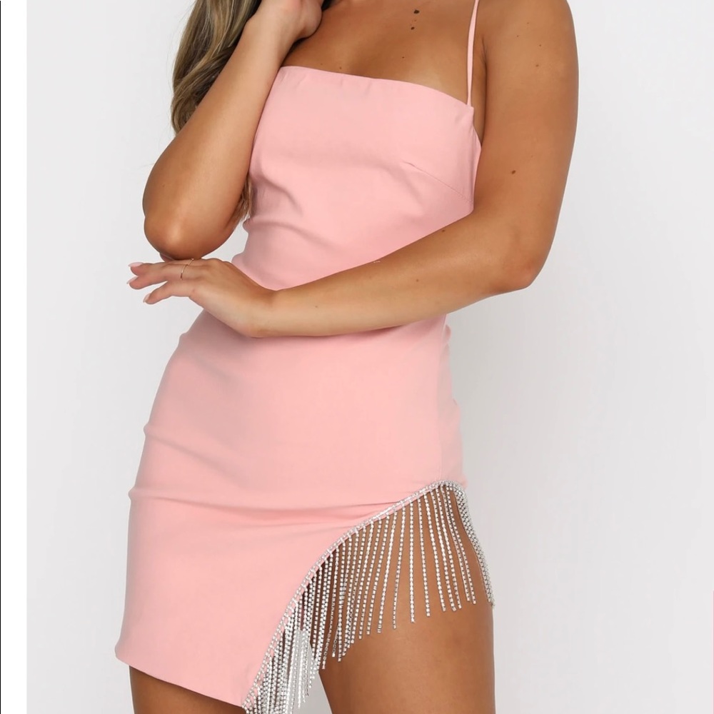 Pink Dress With Sequin Tassel Cut Out